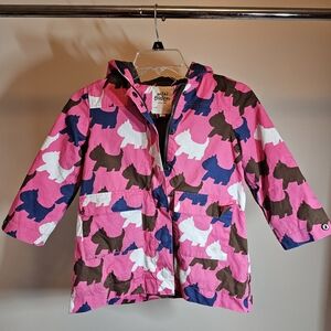 Pink Chicken Kids' Pink and Brown Dog Print Jacket